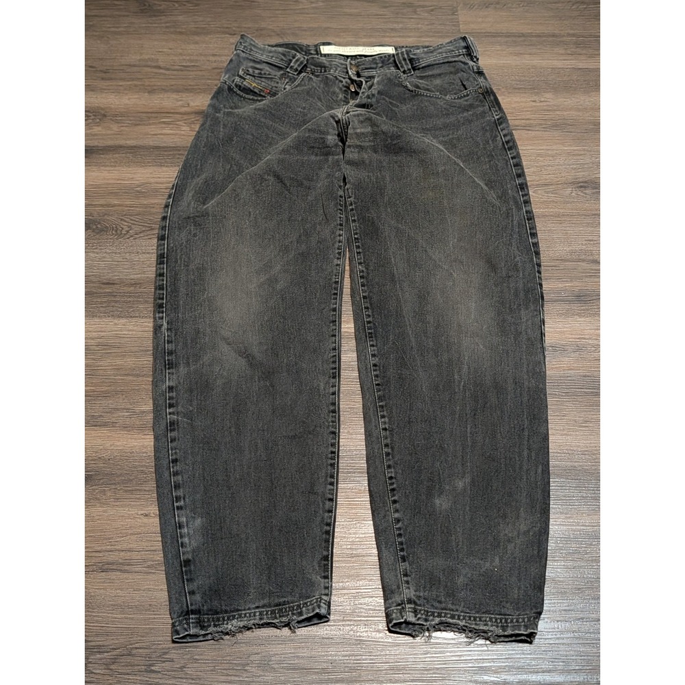 Diesel Saddle Vintage 90s Faded Black Tapered Relaxed Fit Jeans Made Italy 36